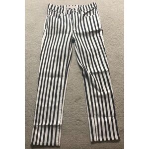 Marc by Marc Jacobs‎ Striped Drainpipe Jeans Black White Mid Straight SZ 26x26